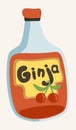 Ginja. Portuguese cherry liquor. Vector isolated illustration