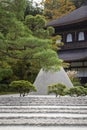 Ginkakuji temple, Japanese dry sand and gravel zen garden in Kyoto, Japan Royalty Free Stock Photo