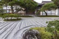 Ginkakuji temple, Japanese dry sand and gravel zen garden in Kyoto, Japan Royalty Free Stock Photo