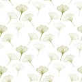 Ginkgo biloba hand drawn seamless pattern. Textile and wrapping paper design Royalty Free Stock Photo