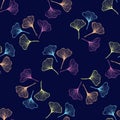 Ginkgo biloba hand drawn seamless pattern. Textile and wrapping paper design Royalty Free Stock Photo