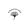 Ginkgo Biloba Leaf herbal organic badge and icon in trendy minimalist linear style. Vector Logo Emblem of gingko