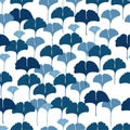 Ginkgo biloba leaves blue tone seamless pattern Royalty Free Stock Photo