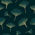 Ginkgo biloba leaves seamless pattern Royalty Free Stock Photo