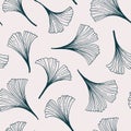 Ginkgo biloba leaves seamless pattern