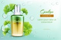 Ginkgo biloba micellar water vector ad banner Royalty Free Stock Photo