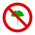 Ginkgo leaf and prohibition sign