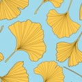 Ginkgo leaves seamless pattern