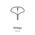 Ginkgo outline vector icon. Thin line black ginkgo icon, flat vector simple element illustration from editable nature concept