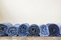 Gins, denim of different blue shades. Royalty Free Stock Photo