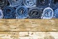 Gins, denim of different blue shades. Royalty Free Stock Photo