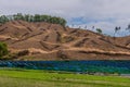 Ginseng crop at foot of deforested mountain