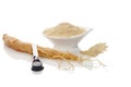 Ginseng powder, extract and ginseng root Royalty Free Stock Photo