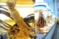 Ginseng soak in rice wine and serve as medication and supplement