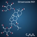 Ginsenoside Rg1 molecule. It is one of the major active components of ginseng, ameliorates cigarette smoke-induced airway fibrosis Royalty Free Stock Photo