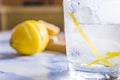 Gintonic cocktail in a glass with ice and lemon