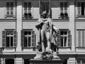 Gioberti statue in Turin in black and white