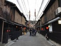 Kyoto, Japan: Gion street view with tourists