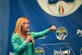 Giorgia Meloni leader of Fratelli d`Italia party during electoral rally for forthcoming national election day Royalty Free Stock Photo