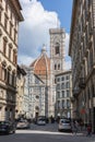 Giotto's Campanile, the Bell Tower of Santa Maria del Fiore, the cathedral of Florence in Piazza del Duomo, Florence - Italy Royalty Free Stock Photo