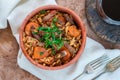 Giouvetsi - Greek baked dish with beef and orzo pasta