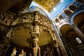 Giovanni Pisano`s marble pulpit highlights the interior of the Santa Maria Assunta, Pisa`s grand Duomo Cathedral in Pisa Italy