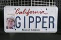 The Gipper license plate on display at the Ronald Reagan Presidential Library and Museum, Simi Valley, CA