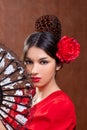 Gipsy flamenco dancer Spain girl with red rose Royalty Free Stock Photo