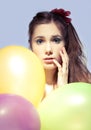 Gir with balloons Royalty Free Stock Photo