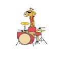 girafe playing drum illustration