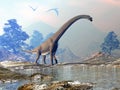 Giraffatitan dinosaur - 3D render Royalty Free Stock Photo