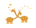 Two Cute Orange Cartoon Giraffes with Brown Dots and Hearts