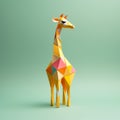 Colorful Origami Giraffe: A Playful And Minimalist Vray Sculpture