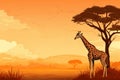 Giraffe african savanna tree. Generate Ai Royalty Free Stock Photo