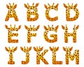 Giraffe alphabet set from A to M Royalty Free Stock Photo