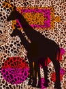 Abstract illustration of giraffe and animal seamless pattern. Color graphics. Design for background, wallpaper, covers and packagi