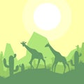 Giraffe animal silhouette desert savanna landscape design vector illustration