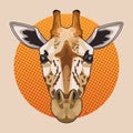 giraffe animal wild head character in dotted background