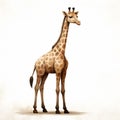 Giraffe Art By Jon Klassen: A Full-body Portrait On White Isolated Background