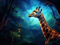 Ai Generated illustration Wildlife Concept of Giraffe attention