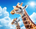 giraffe and babay giraffe and babay image giraffe babay sky funny cloud animal africa blue cute