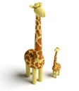 Giraffe and baby giraffe