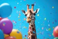 Giraffe balloon colorful party. Generate Ai