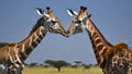 Giraffe Battle: Spectacular Giraffe Duel at National Park.