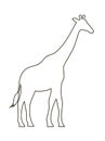 Giraffe black line silhouette isolated on white background Royalty Free Stock Photo