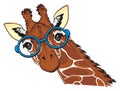 Giraffe in blue glasses