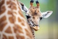 giraffe calf nursing from mother Royalty Free Stock Photo