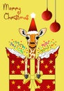 Giraffe card Christmas Royalty Free Stock Photo