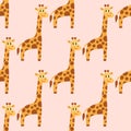 Cartoon cute giraffe in flat style seamless pattern. Royalty Free Stock Photo