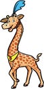 Giraffe On Circus Cartoon Color Illustration